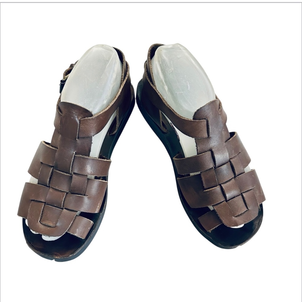 Midas sandals, size 6.5, brown, with leather straps, flat